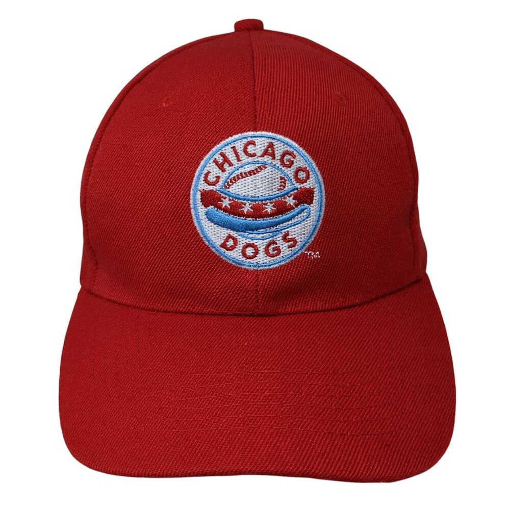 Chicago Dogs Strapback Baseball Cap Red One Size Adjustable Embroidered 6 Panel